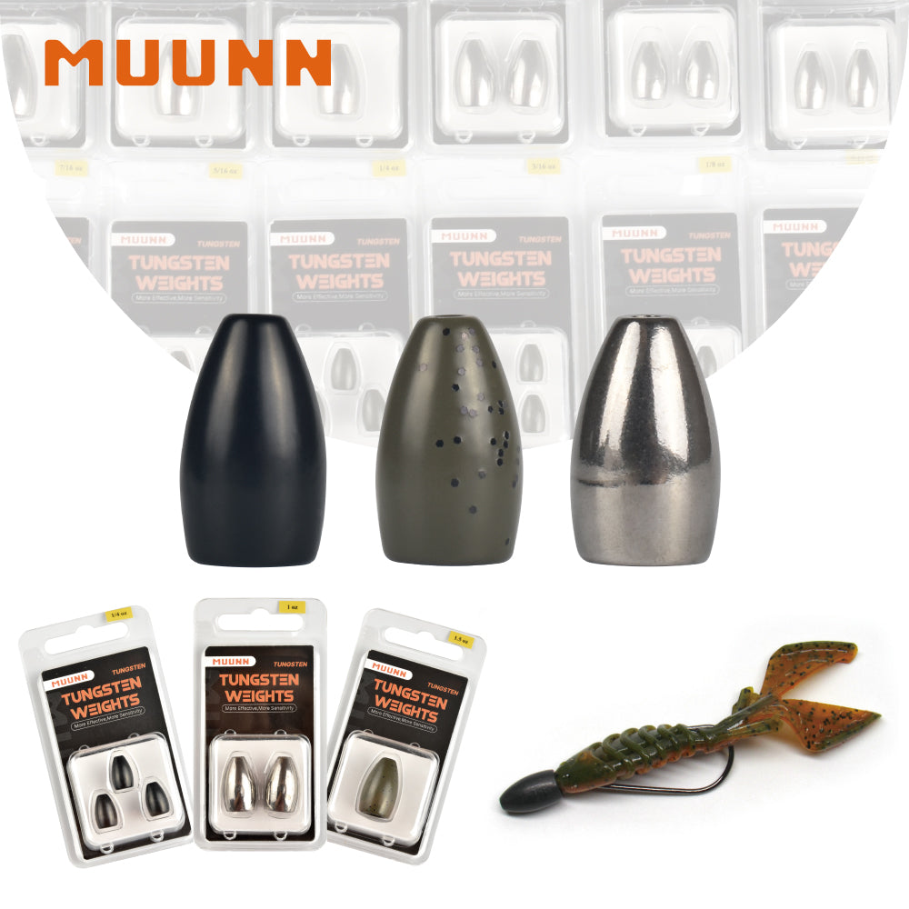 MUUNN Tungsten Sinkers Bullet Fishing Weights 1.8g~56g Flipping Weight for Texas/Carolina Rig,Bass Salmon Fishing Softbait