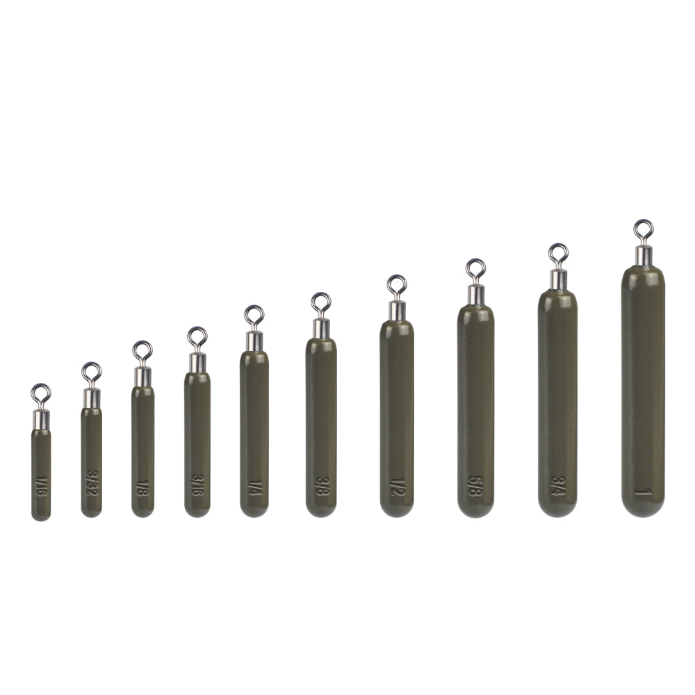 MUUNN 10PCS Tungsten Sinker,Skinny Drop Shot Weight,Jika Rig,1/16OZ-1OZ,Bass Pike Fishing Tackle Accessories, Green Black Plain Color