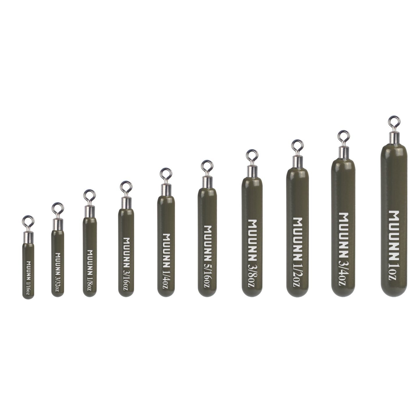 MUUNN 10PCS Tungsten Sinker,Skinny Drop Shot Weight,Round Eye,Jika/Texas Rig Sinkers 1/16OZ-1OZ,Bass Fishing Tackle Accessories