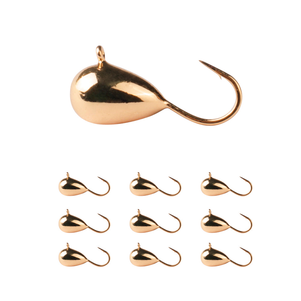 MUUNN 10pcs Tungsten Ice Jig 2.7mm~6.0mm Gold/ Copper Winter Ice Fishing Bait,Hayabusa Crappie Perch Bluegill Wrasse Soft Lure Ice Hooks