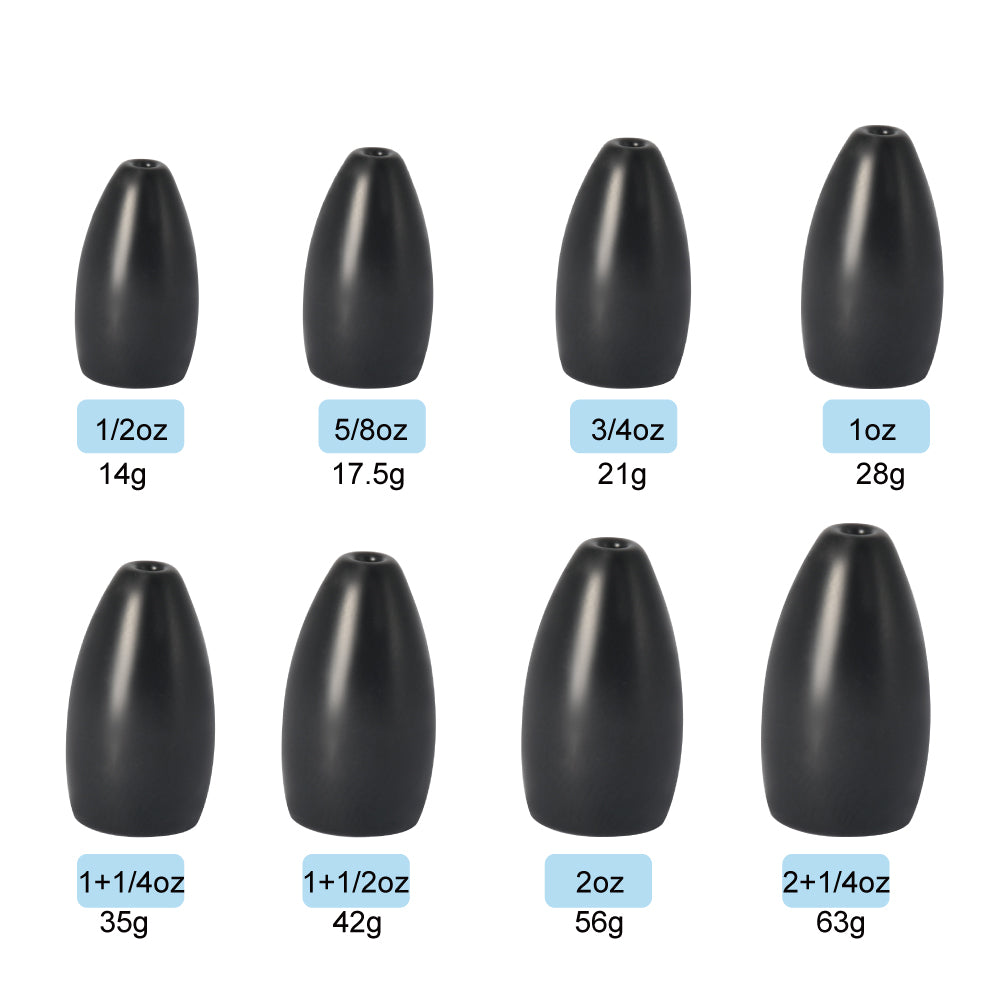MUUNN Tungsten Sinker Flipping Weight 10PCS ,1/16OZ-2OZ Fishing Lure Accessory,Bullet Bass Trout Weight Texas Rig Connector