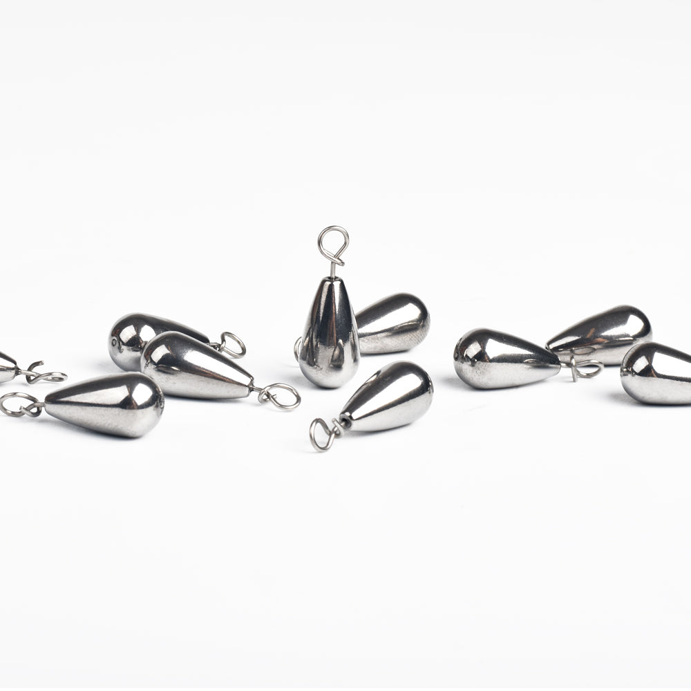 MUUNN 10PCS Tungsten Sinker Shot Tear Drop Weight,1.3g-10.5g, Jika Rig Sinkers Hook Connector,Bass Perch Trout Fishing Lure