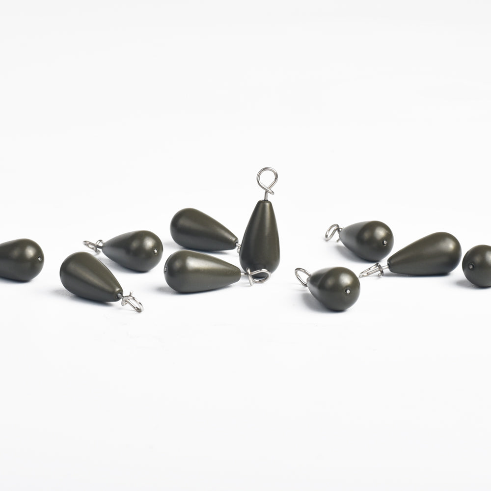 MUUNN 10PCS Tungsten Sinker Shot Tear Drop Weight,1.3g-10.5g, Jika Rig Sinkers Hook Connector,Bass Perch Trout Fishing Lure