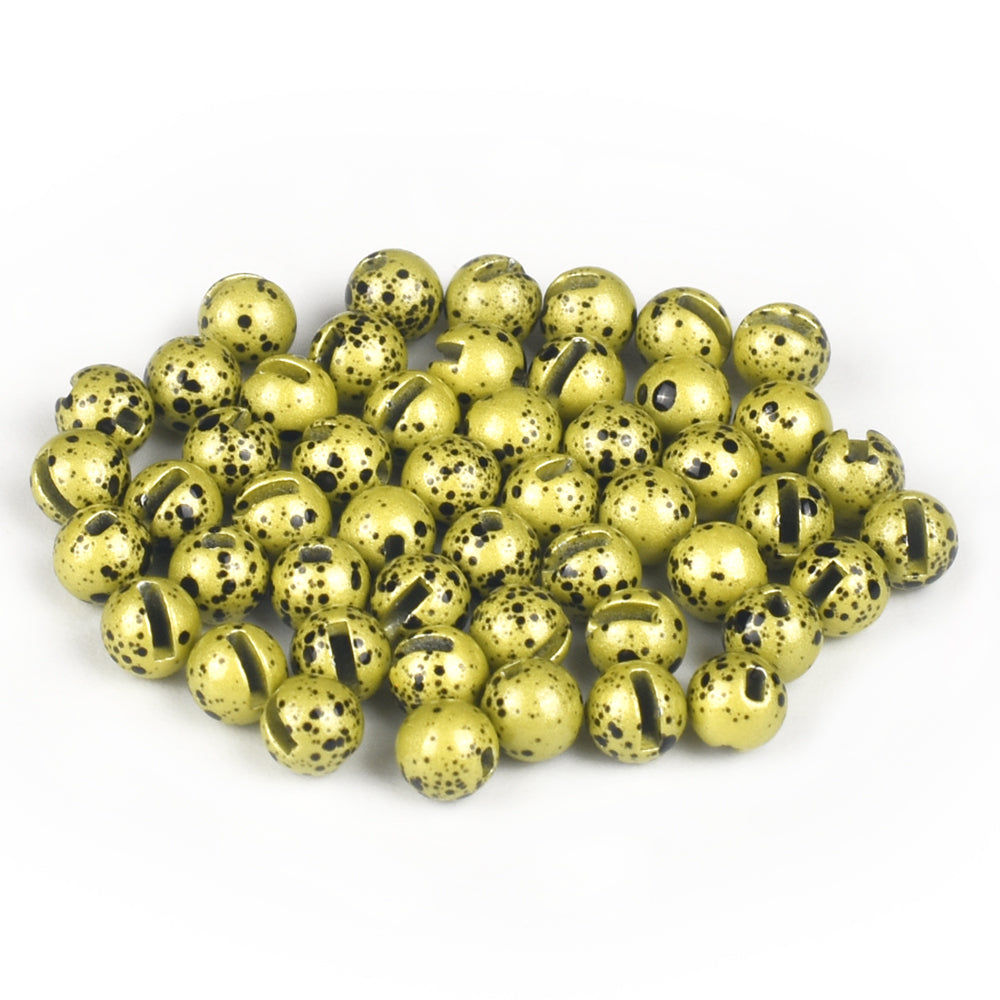 MUUNN 50pcs Colorful Tungsten Slotted Beads 2.5mm-3.8mm Fly Tying Fishing Beadhead Accessories Fly Tying Material Metallic Pink Fluorescence Yellow Orange Rainbow