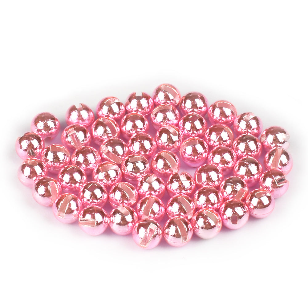 MUUNN 50pcs Colorful Tungsten Slotted Beads 2.5mm-3.8mm Fly Tying Fishing Beadhead Accessories Fly Tying Material Metallic Pink Fluorescence Yellow Orange Rainbow