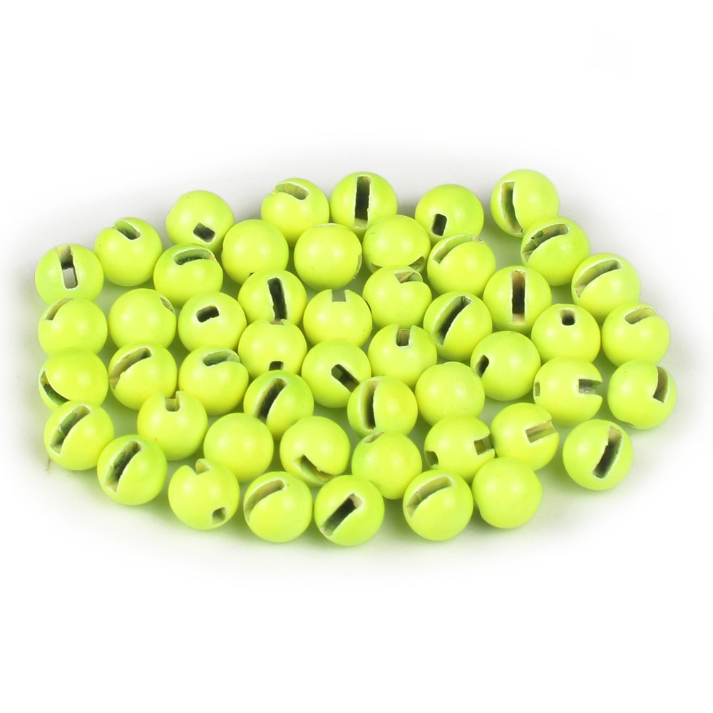 MUUNN 50pcs Colorful Tungsten Slotted Beads 2.5mm-3.8mm Fly Tying Fishing Beadhead Accessories Fly Tying Material Metallic Pink Fluorescence Yellow Orange Rainbow