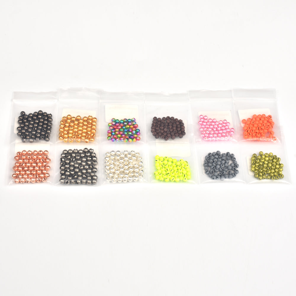 MUUNN 50pcs Colorful Tungsten Slotted Beads 2.5mm-3.8mm Fly Tying Fishing Beadhead Accessories Fly Tying Material Metallic Pink Fluorescence Yellow Orange Rainbow