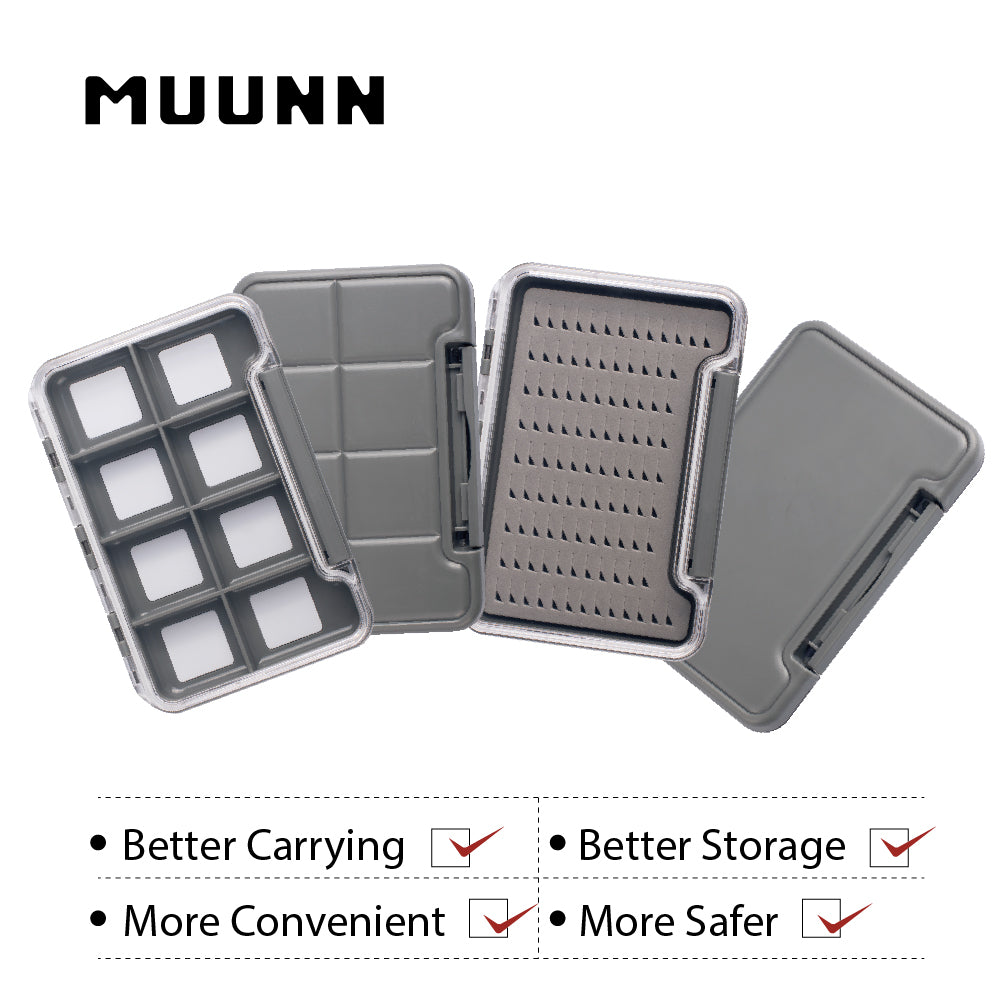 MUUNN Waterproof Fly Hook Box,Fly Fishing Box,Ice Fishing-Lure Storage Boxes,Ice jig box,Ice Fishing Hook box Magnetic Density FoamBox