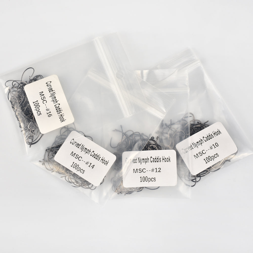 MUUNN 400PCS Fly Fishing Hooks Set,Size#10-#18,Dry Nymph Shrimp Wide Gape Jig Wet Caddis,Barbless Tying Hooks