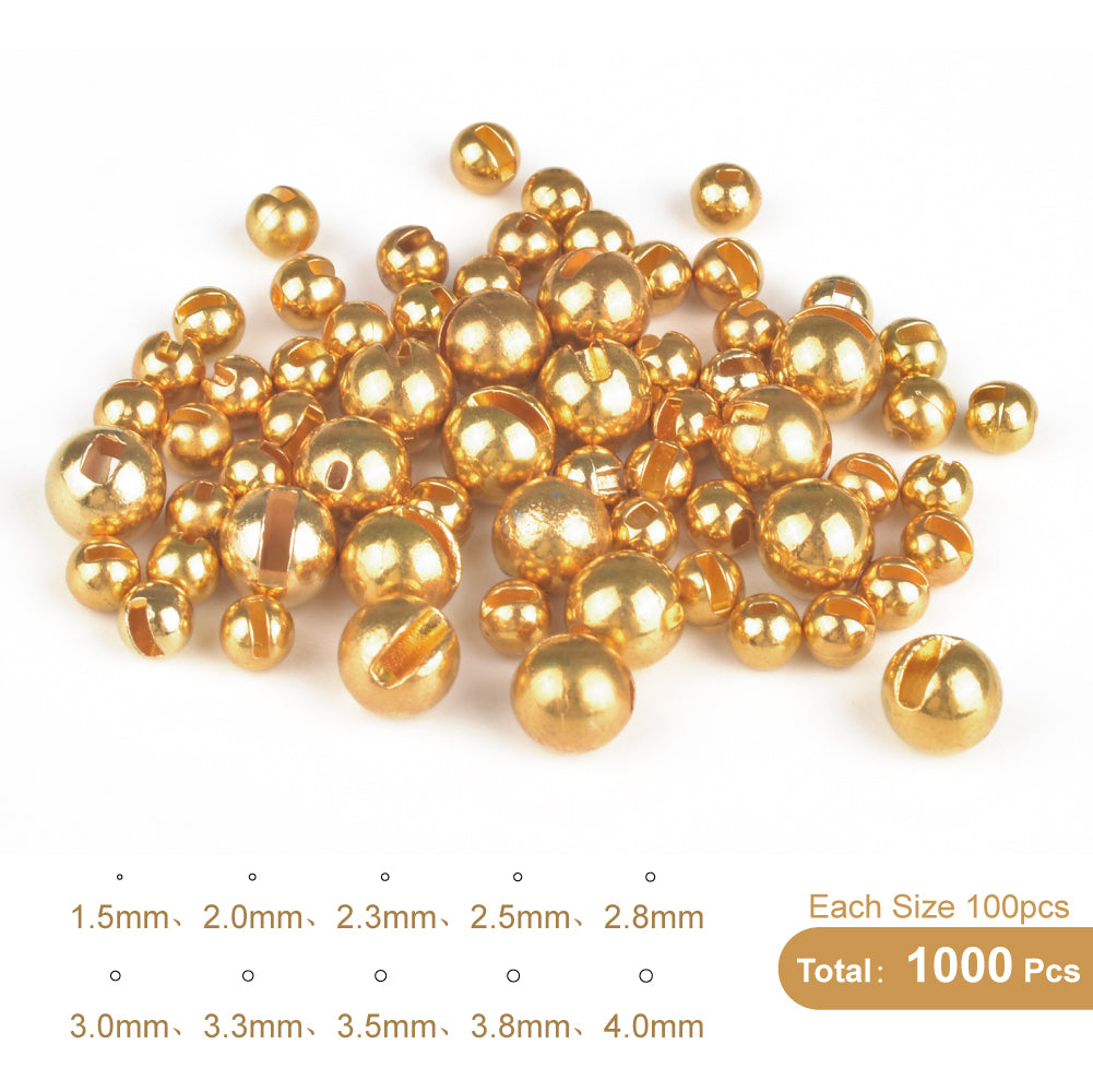 MUUNN 1000pcs 1.5-4.0mm Tungsten Slotted Beads Fly Tying Material Multi-Color DIY Trout Fly Fishing Tackel