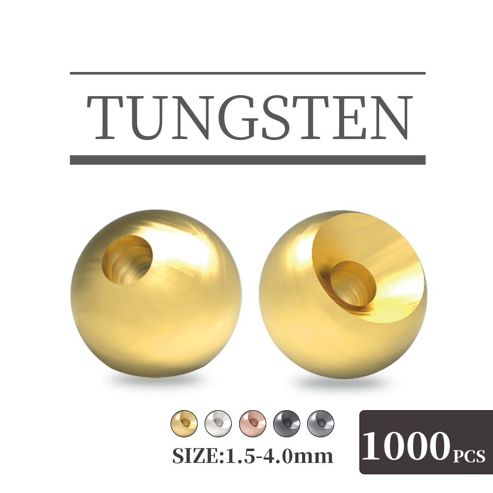 MUUNN 1000pcs Tungsten Fly Tying Countersunk Beads ,1.5-4.0mm Nymph Jig Head Trout Perch Fly Fishing Electroplate Accessoryies