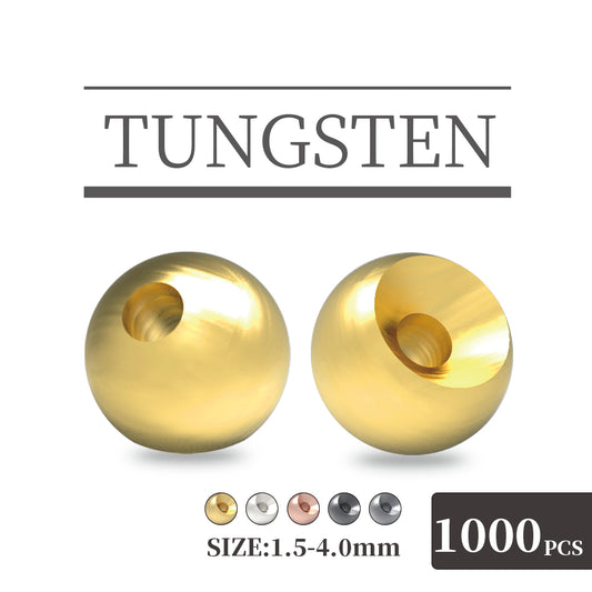 MUUNN 1000pcs Tungsten Fly Tying Countersunk Beads ,1.5-4.0mm Nymph Jig Head Trout Perch Fly Fishing Electroplate Accessoryies