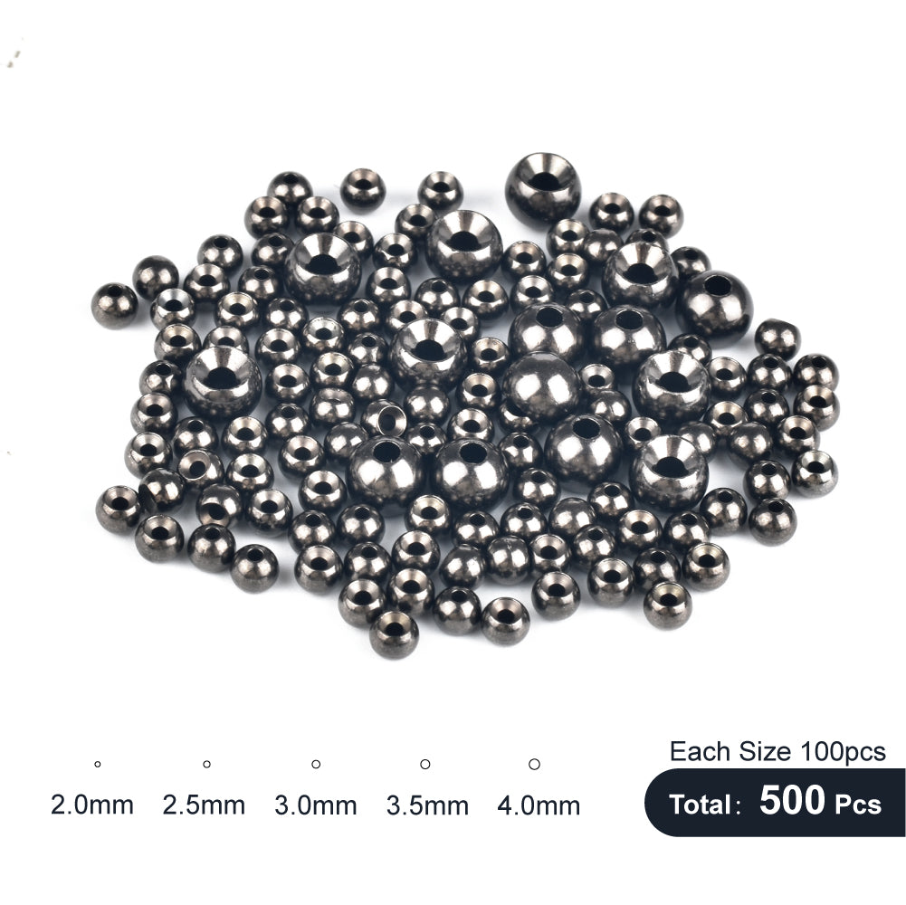 MUUNN 500pcs 2.0/2.5/3.0/3.5/4.0mm Fly Tying Countersunk Tungsten Beads ,Nymph Flies Head Material,Fishing Accessory