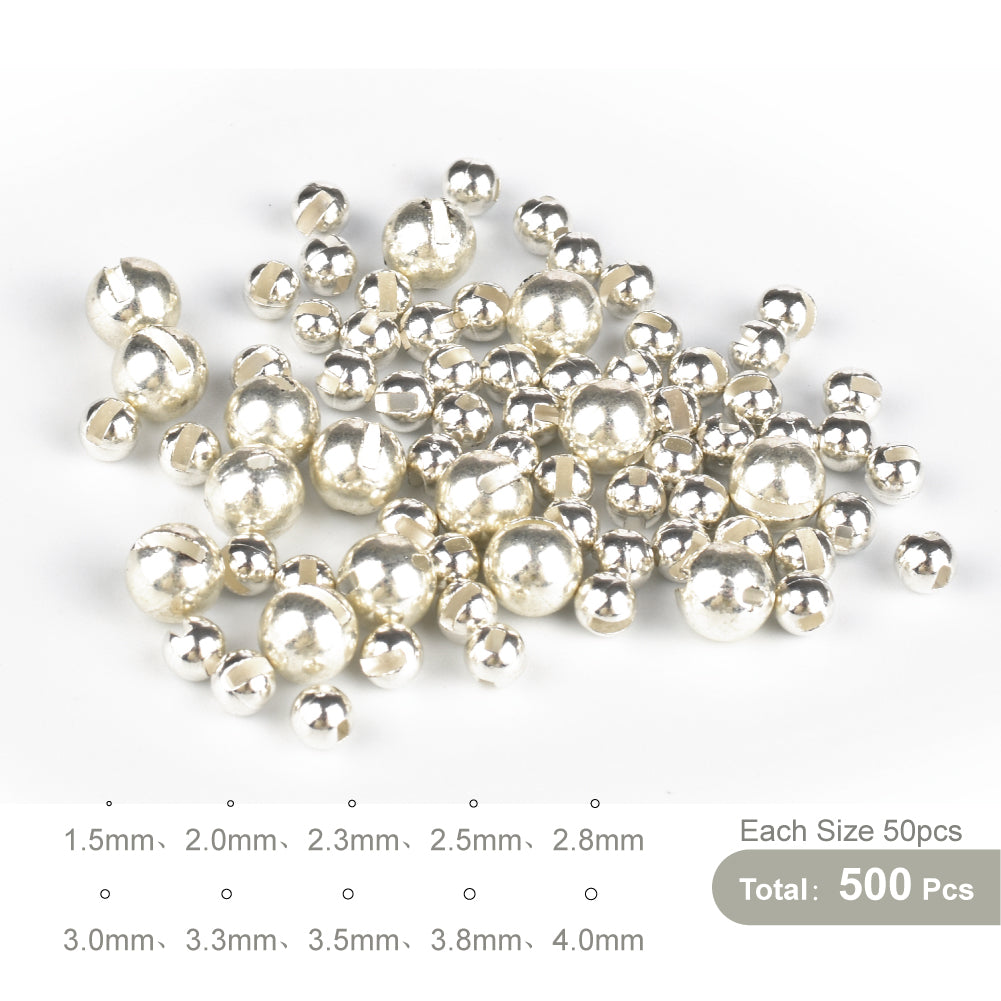 MUUNN 500pcs 1.5mm-4.0mm Tungsten Slotted Beads Fly Tying Material Multi-Color Fly Fishing Accessory Electroplat