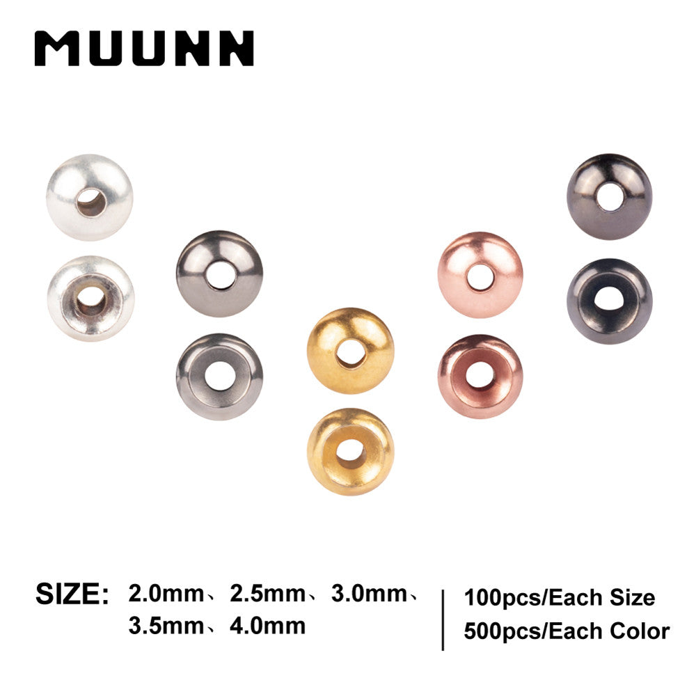 MUUNN 500pcs 2.0/2.5/3.0/3.5/4.0mm Fly Tying Countersunk Tungsten Beads ,Nymph Flies Head Material,Fishing Accessory