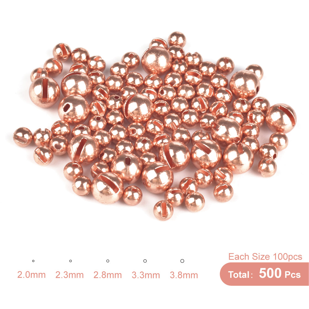 MUUNN 500pcs 2.0/2.3/2.8/3.3/3.8mm Tungsten Slotted Beads Fly Tying Material Multi-Color 5 combinations Fly Fishing