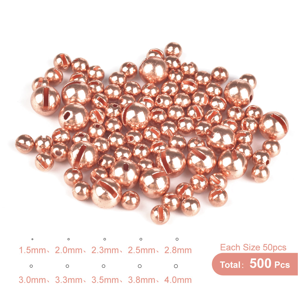 MUUNN 500pcs 1.5mm-4.0mm Tungsten Slotted Beads Fly Tying Material Multi-Color Fly Fishing Accessory Electroplat