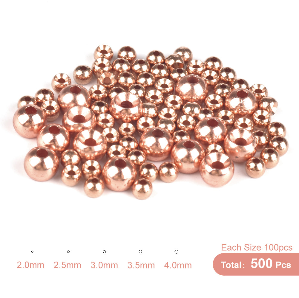 MUUNN 500pcs 2.0/2.5/3.0/3.5/4.0mm Fly Tying Countersunk Tungsten Beads ,Nymph Flies Head Material,Fishing Accessory