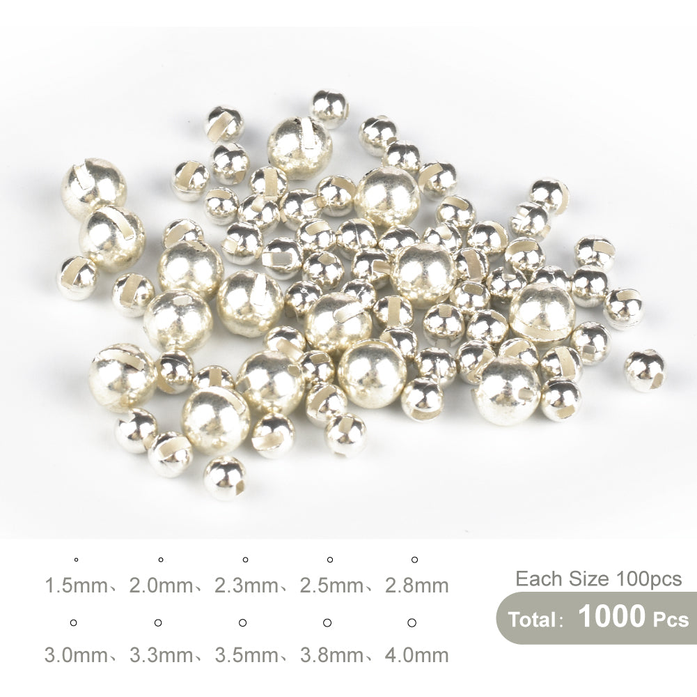 MUUNN 1000pcs 1.5-4.0mm Tungsten Slotted Beads Fly Tying Material Multi-Color DIY Trout Fly Fishing Tackel
