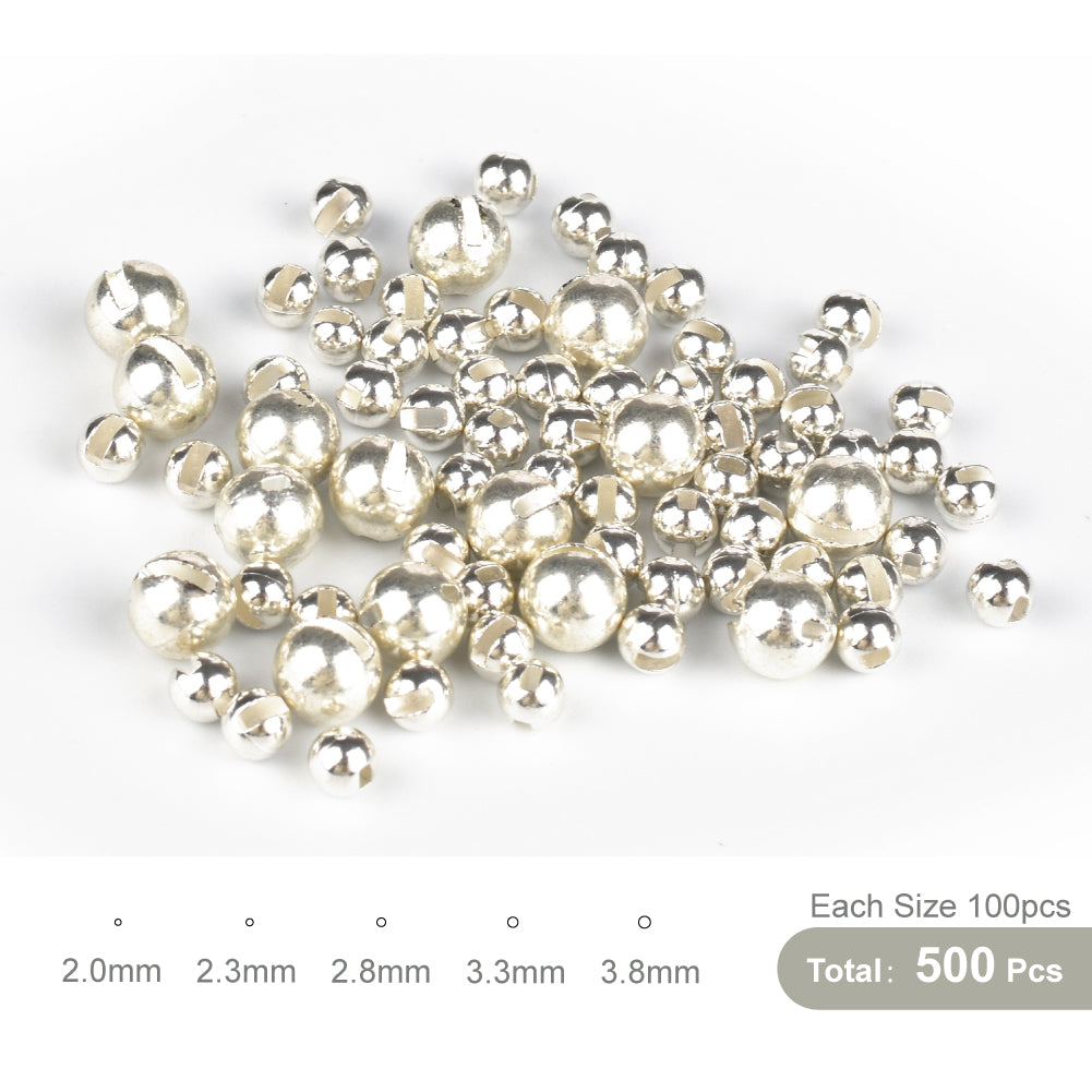 MUUNN 500pcs 2.0/2.3/2.8/3.3/3.8mm Tungsten Slotted Beads Fly Tying Material Multi-Color 5 combinations Fly Fishing