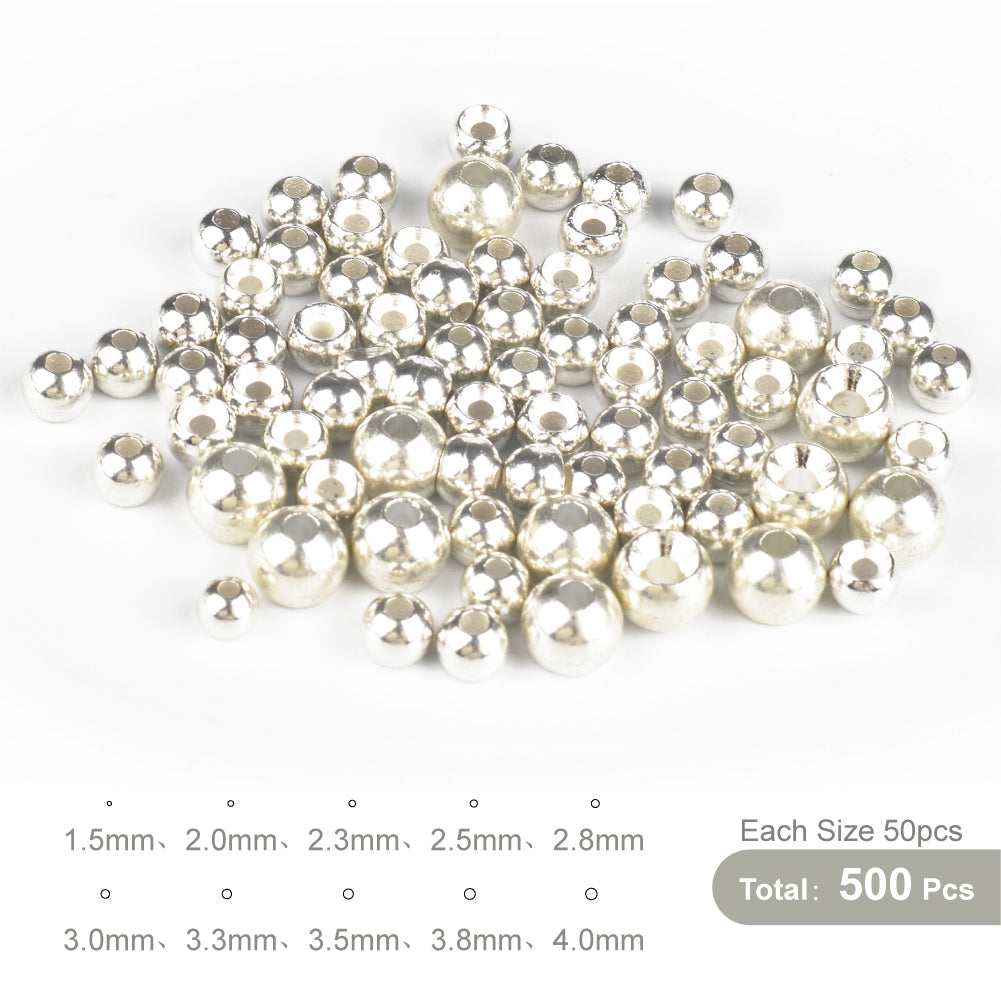 MUUNN 500pcs 1.5-4.0mm Fly Tying Countersunk Tungsten Beads ,10 Sizes Nymph Flies Head Material,Fishing Accessory Electroplat