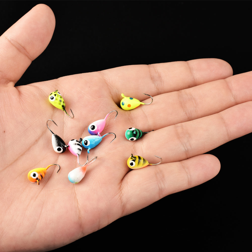 MUUNN 10pcs Ice Fishing Jig Tungsten ice Jig Head Glow 2.7mm-7mm Jig Ice Hook Hayabusa ,0.20g-4.40g Winter Fishing Hooks