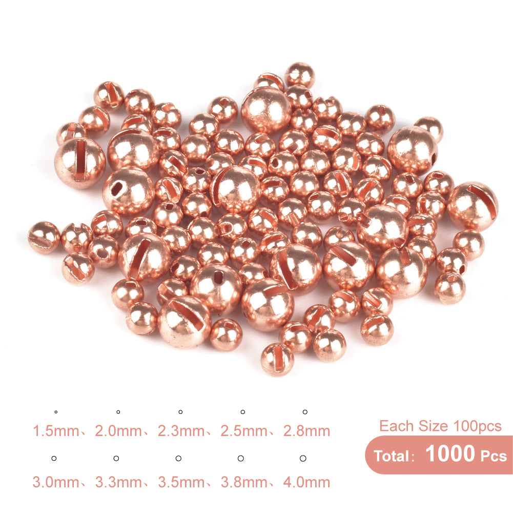 MUUNN 1000pcs 1.5-4.0mm Tungsten Slotted Beads Fly Tying Material Multi-Color DIY Trout Fly Fishing Tackel