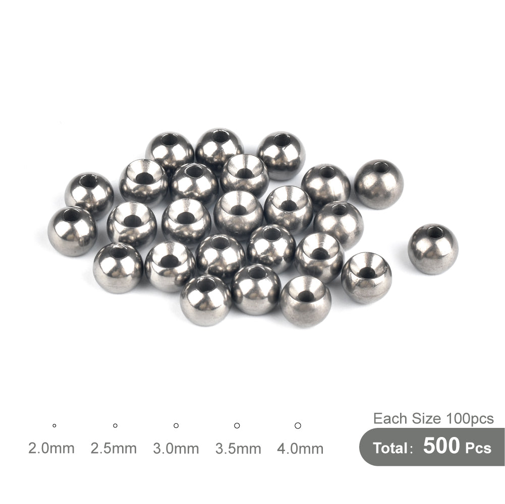 MUUNN 500pcs 2.0/2.5/3.0/3.5/4.0mm Fly Tying Countersunk Tungsten Beads ,Nymph Flies Head Material,Fishing Accessory