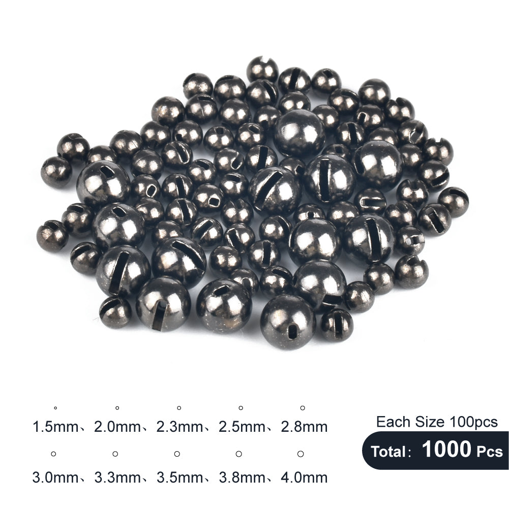 MUUNN 1000pcs 1.5-4.0mm Tungsten Slotted Beads Fly Tying Material Multi-Color DIY Trout Fly Fishing Tackel