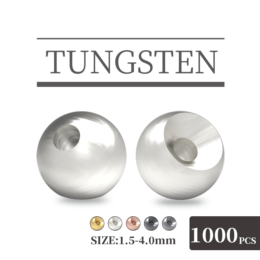 MUUNN 1000pcs Tungsten Fly Tying Countersunk Beads ,1.5-4.0mm Nymph Jig Head Trout Perch Fly Fishing Electroplate Accessoryies