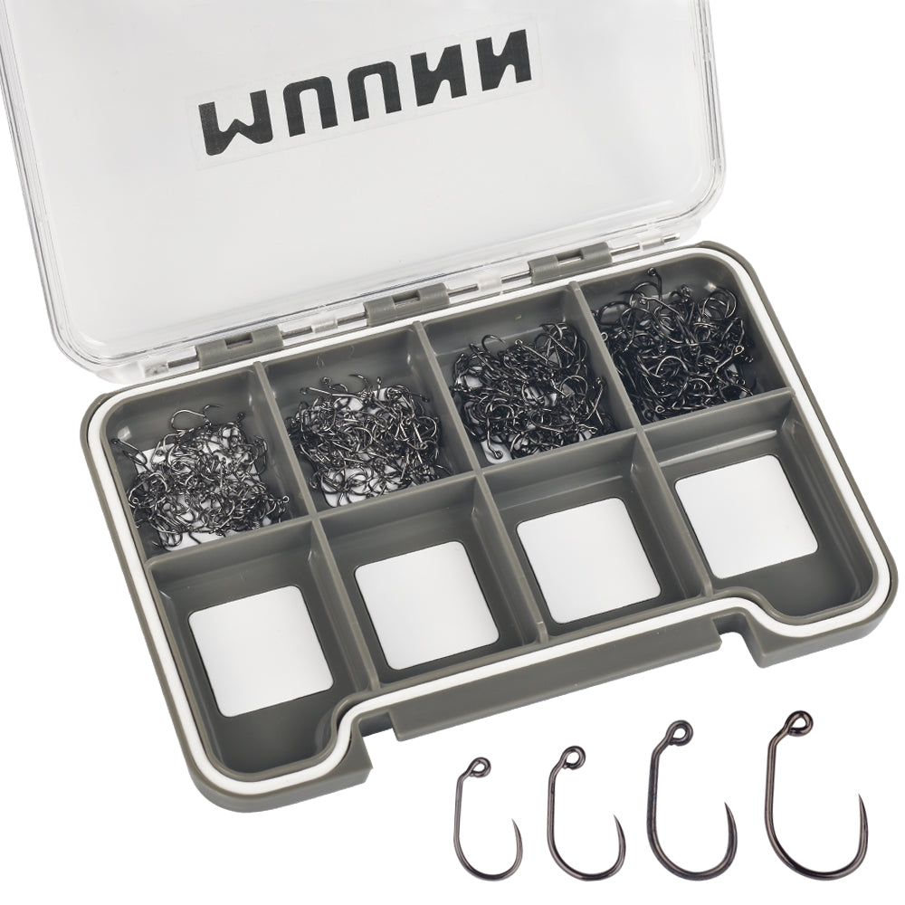 MUUNN 400PCS Fly Fishing Hooks Set,Size#10-#18,Dry Nymph Shrimp Wide Gape Jig Wet Caddis,Barbless Tying Hooks