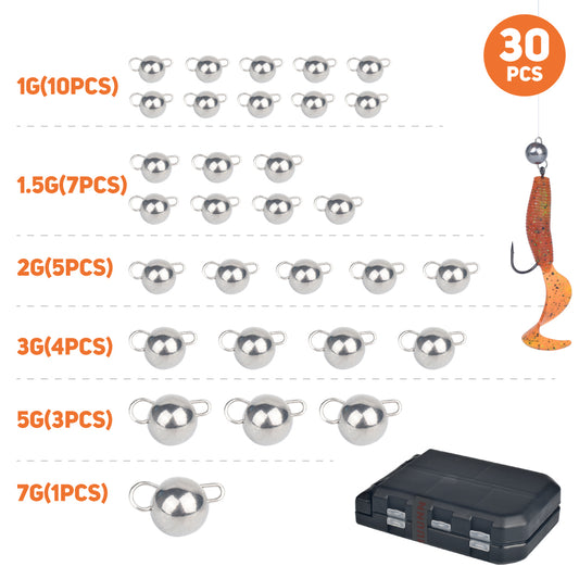 MUUNN 30PCS/45PCS Tungsten Cheburashka Sinker Weight Kit 1g~7g Bass Crappie Panfish Fishing Lure Tackel