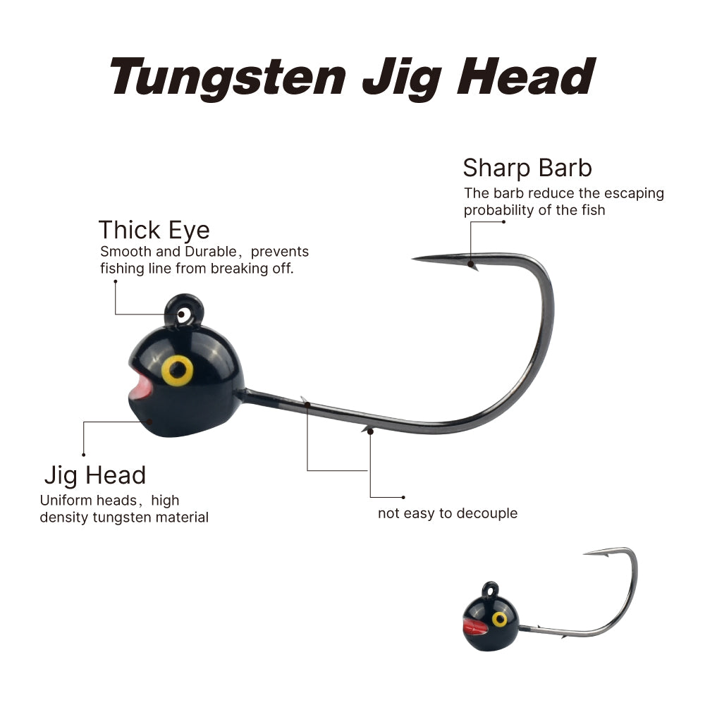 MUUNN Tungsten Round Jig Head Hook 10/20pcs 1/1.5/2/2.5/3g Bass