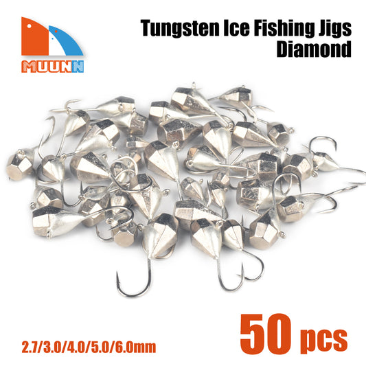 MUUNN Tear Drop Tungsten Ice Jigs,Winter Fishing Hooks, 2.7mm~7mm Crappie  Bluegill Panfish Pike Fishing Hayabusa Ice Hooks