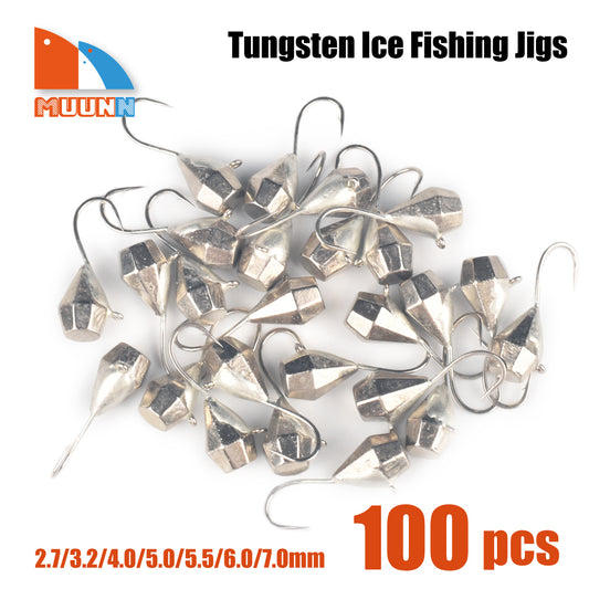 MUUNN Tungsten Diamond Ice Jigs,Winter Fishing Hook Plain 2.5mm~8mm,Crappie Trout Perch Lure Tackel,Hyabusa Ice Jigs