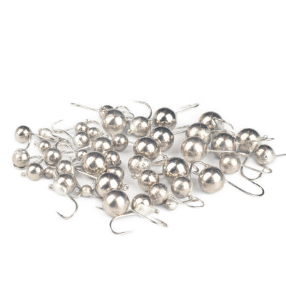 MUUNN 50PCS Tungsten Ball Ice Jigs,Winter Hook Plain 2.5/3/4/5/6/7/8mm,Pike Trout Perch Lure Tackel