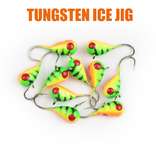 MUUNN 10pcs Ice Fishing Jig Tungsten ice Jig Head Glow 2.7mm-7mm Jig Ice Hook Hayabusa ,0.20g-4.40g  Winter Fishing Hooks