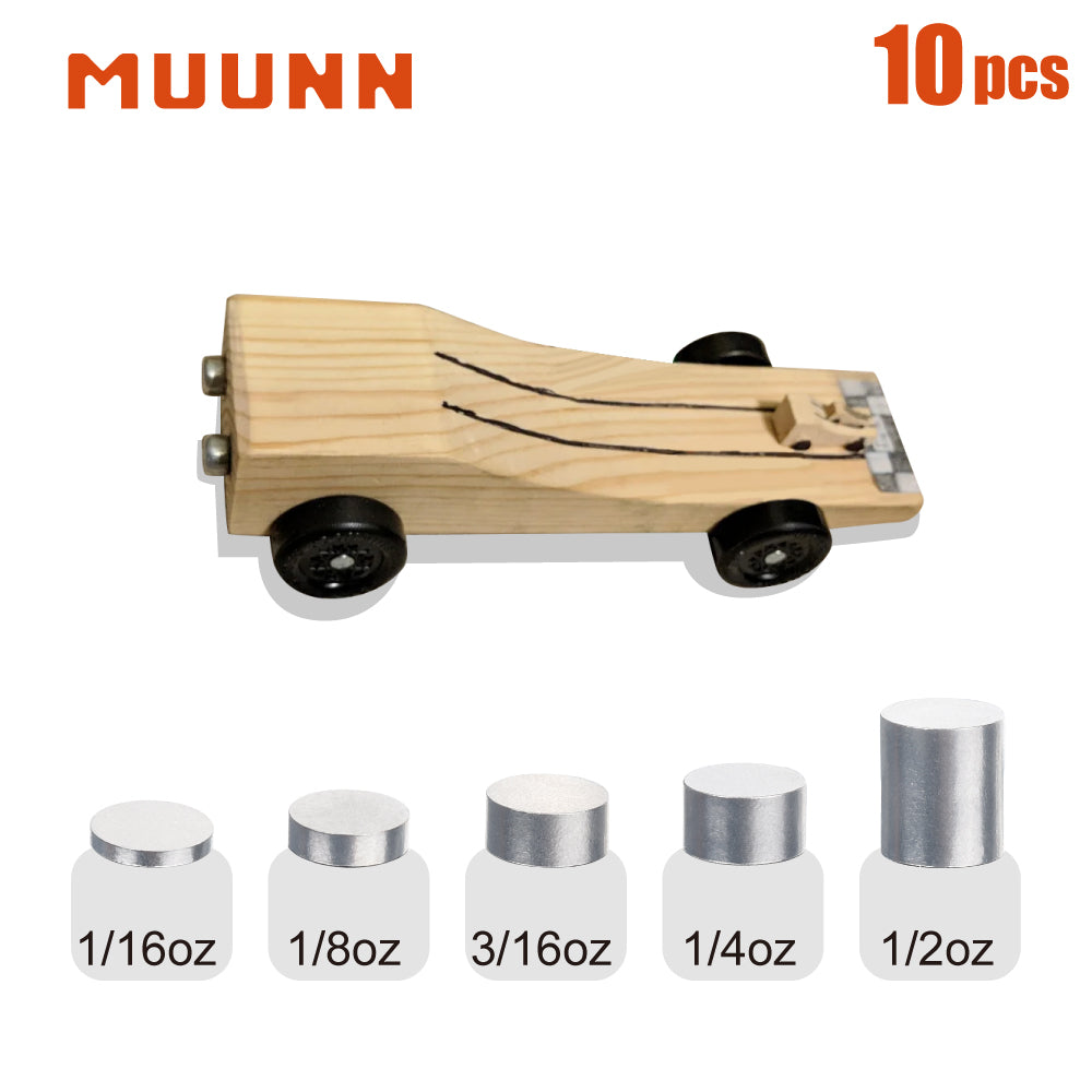 MUUNN Toy Weight Diy Pinewood Car Derby Tungsten Weights,Pine Race Car Power Of Incremental Cylinders 1/16 1/2 1/8 1/4