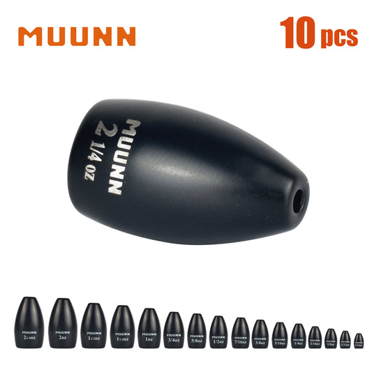 MUUNN 1/16oz-2oz Tungsten Flipping Sinker Weight,10PCS Bass Bullet For Texas/Carolina Rig Fishing Lure Accessories 1.8g-63g
