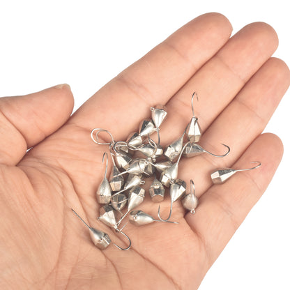 MUUNN 10PCS Tear Drop Tungsten Faceted Ice Jig,Winter Pike Carp Trout Lures 2.7mm/3mm/4mm/5mm/6mm ,Diamond Hayabusa Hook,Plain