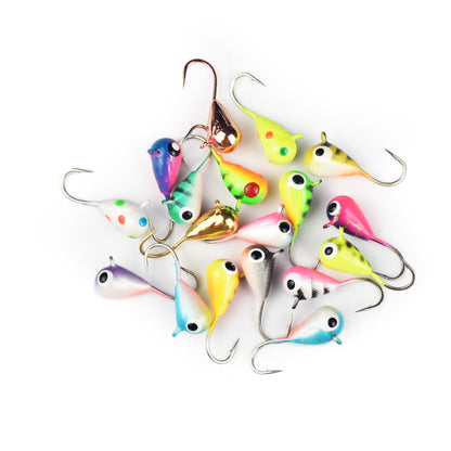 MUUNN 45pcs Tungsten Ice Fishing Jig Head Set,Boxed Winter All Glow Color 0.50G - 1.85G Multicolor Hook Perch Bluegill Crappie Ice Soft Lure Tackel