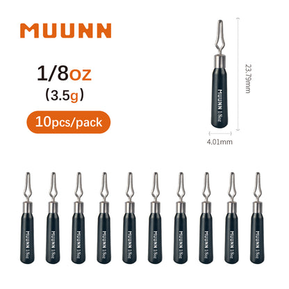 MUUNN 10PCS Tungsten Skinny Drop Shot Weight,Jika Rig Sinkers 1/8OZ-1OZ,Bass Walleye Panfish Lure Fishing Accessories