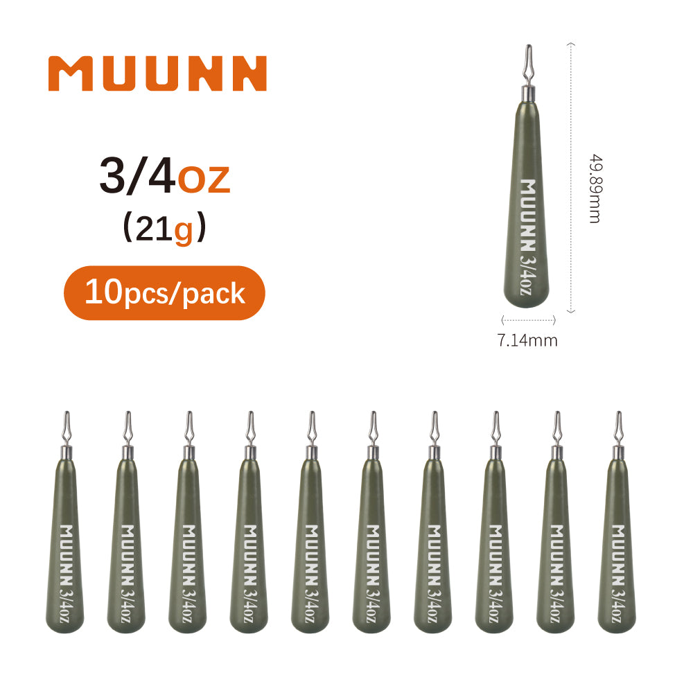 MUUNN 10PCS Tungsten Skinny Drop Shot Weight,Jika Rig Sinkers 1/8OZ-1OZ,Bass Walleye Panfish Lure Fishing Accessories