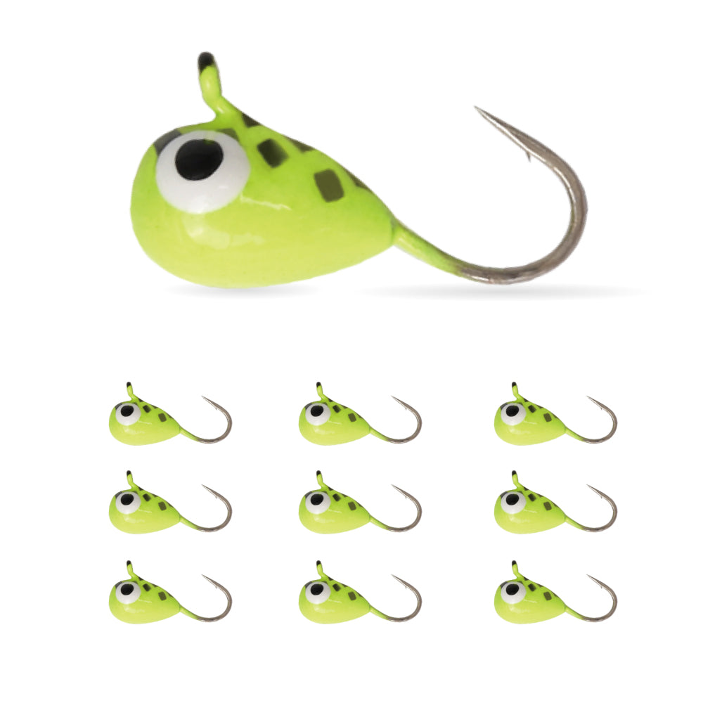 MUUNN 10 Pack Tungsten Glow Ice Fishing Jigs for Panfish