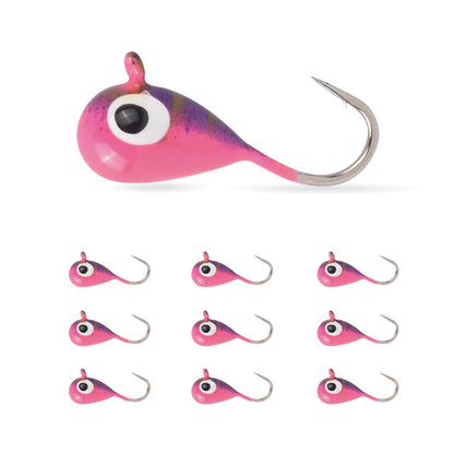 MUUNN 10 Pack Tungsten Glow Ice Fishing Jigs for Panfish