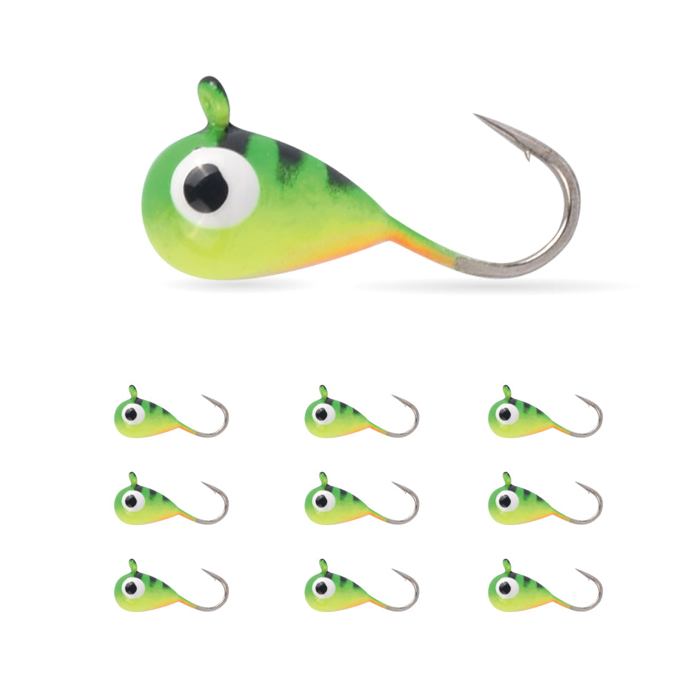 MUUNN 10 Pack Tungsten Glow Ice Fishing Jigs for Panfish