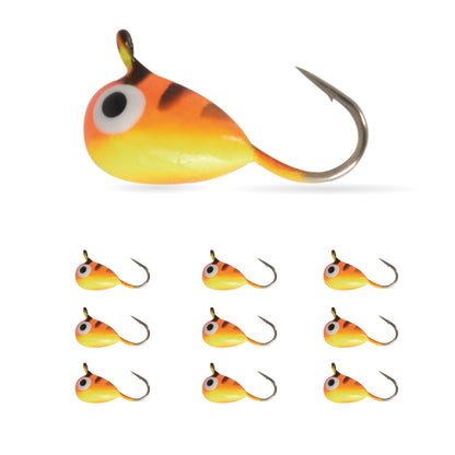 MUUNN 10 Pack Tungsten Glow Ice Fishing Jigs for Panfish