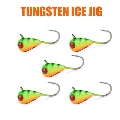 MUUNN 10pcs Ice Fishing Jig Tungsten ice Jig Head Glow 2.7mm-7mm Jig Ice Hook Hayabusa ,0.20g-4.40g  Winter Fishing Hooks