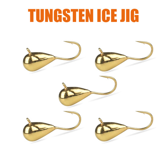 MUUNN 10pcs Tungsten Ice Jig  2.7mm~6.0mm Gold/ Copper Winter Ice Fishing Bait,Hayabusa Crappie Perch Bluegill Wrasse Soft Lure Ice Hooks