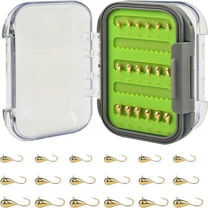 MUUNN 24pcs/18pcs Tungsten Winter Golden Color Ice Fishing Hook Waterproof Double Sided Set, 3.2mm/4.0mm/5.0mm Fishing Jigs, Perch Crappie Walleye Softlure Bait Hook